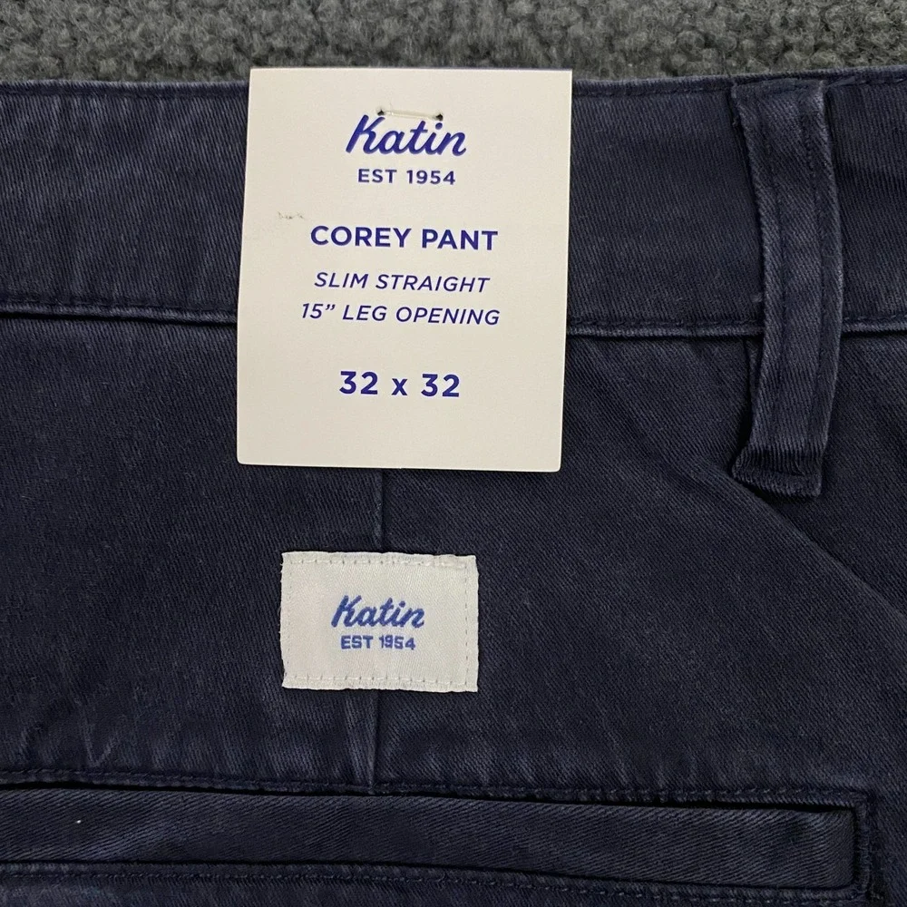 Katin Corey Chino Pant Mens 32x32 Slim Straight Leg Cotton Stretch Polar Navy